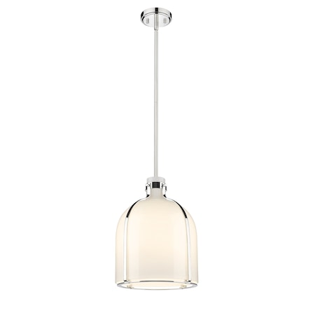 Z-Lite Pearson 1 Light Pendant, Polished Nickel & White Opal 818-12PN